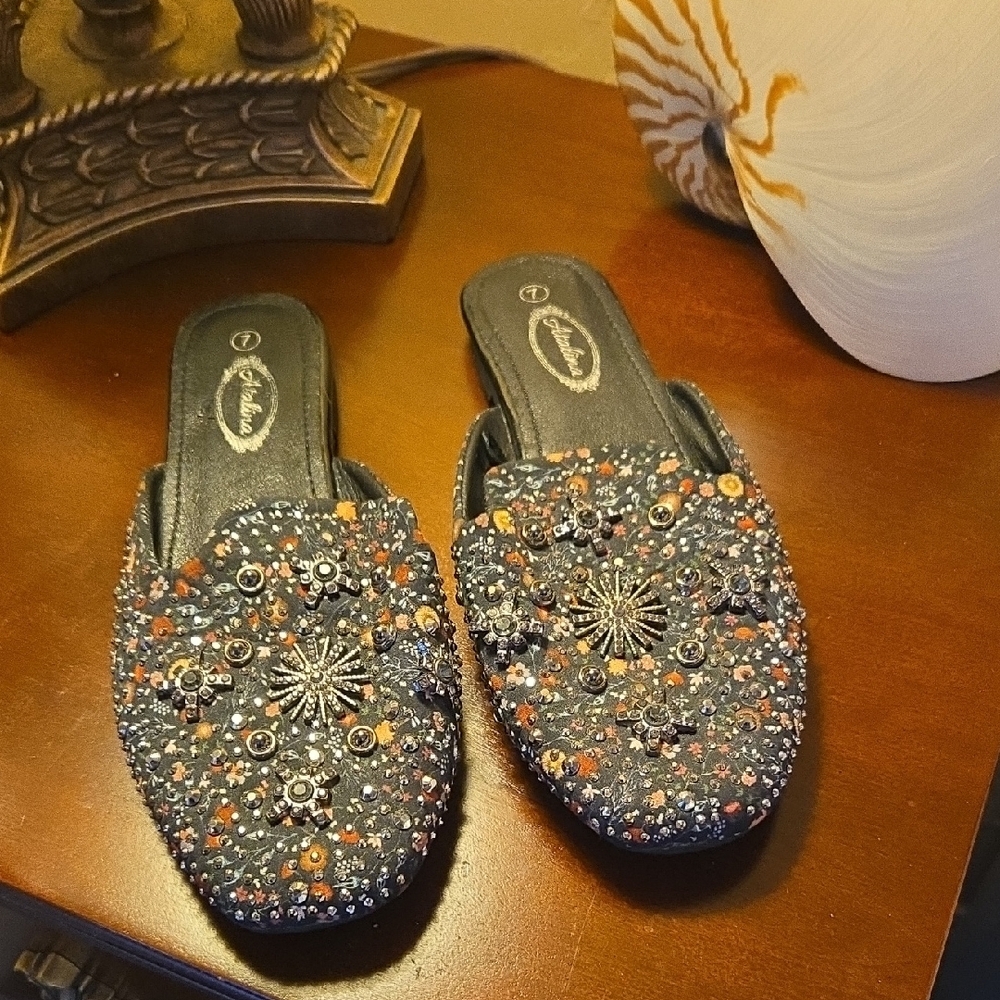 ATALINA 7 COMFY UNIQUE ACCENTED SLIDES FAIRY WHIMSY WITCHY FLASHY SHINY MERMAID - Picture 3 of 15